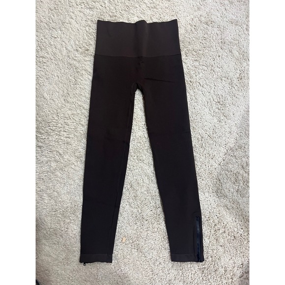 Spanx XL Extra Large Women's Brown Seamless Leggings Ankle Zippers High Waist - Picture 1 of 2